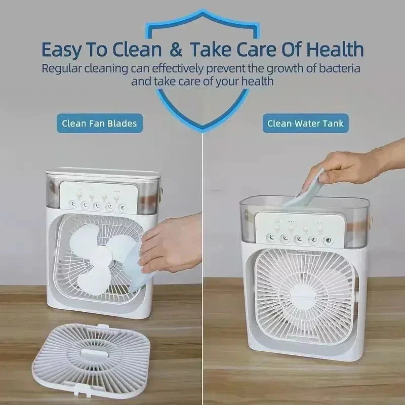 Mini Luftkühler 3-in-1 mit LED Nachtlicht, Luftbefeuchter und 600 ml Wassertank 5
