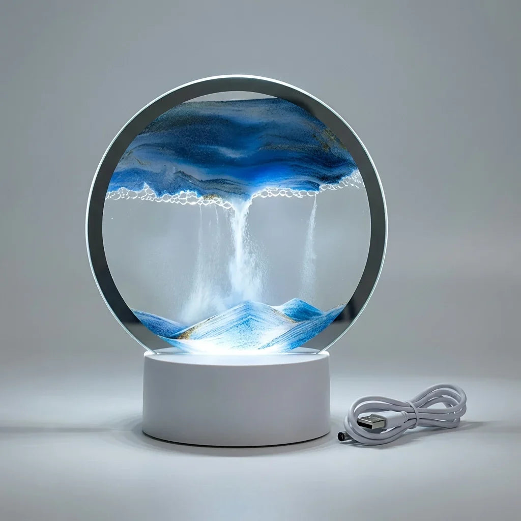 Modern Circular Sand Art Lamp - AquaDrift 0