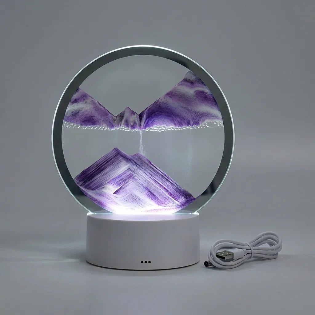 Modern Circular Sand Art Lamp - AquaDrift 8