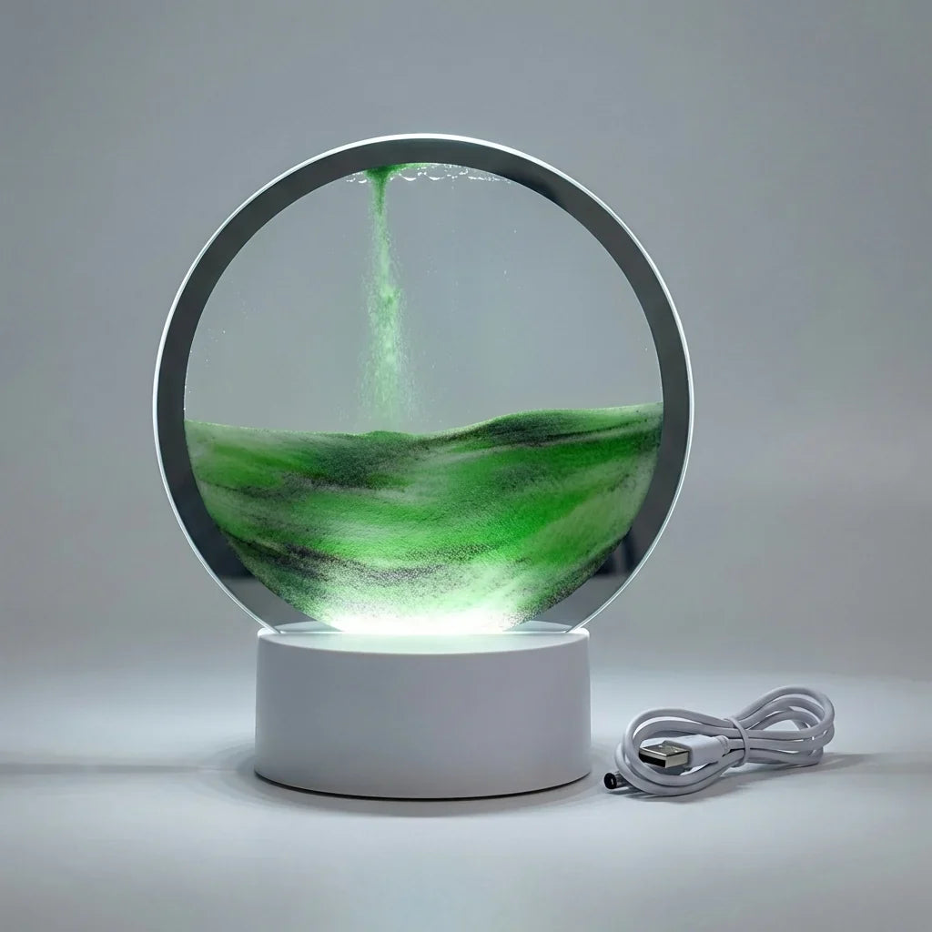 Modern Circular Sand Art Lamp - AquaDrift 9