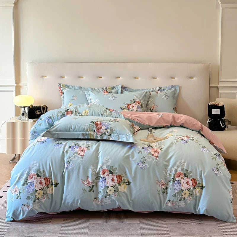 Neues 3-teiliges Bettwäscheset aus ägyptischer Baumwolle, hochwertiges Druckdesign, bestehend aus 1 Bettbezug und 2 Kissenbezügen, weich, verschiedene Größen 8