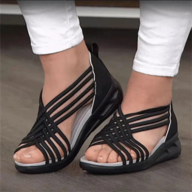 Orthopädische Damen Sommersandalen mit Gladiator-Design | Leicht & wasserdicht | 4,5 cm Absatz, rutschfest, Größen 35–43 0
