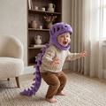 Pluche capuchon met dinosaurusschedel voor kinderen – verkleedkostuum met skeletruggengraat 4