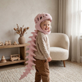 Pluche capuchon met dinosaurusschedel voor kinderen – verkleedkostuum met skeletruggengraat 5