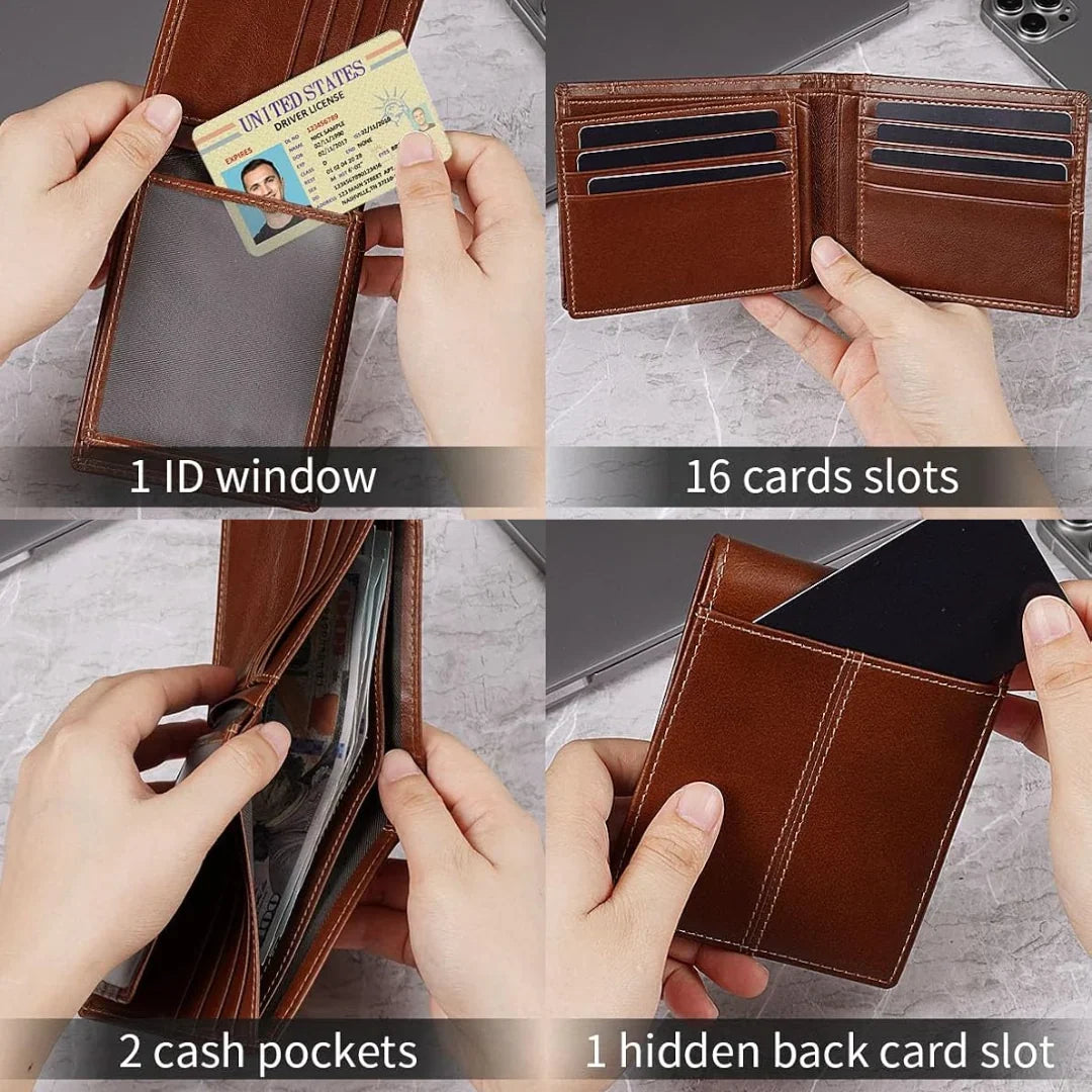 Premium RFID-Blocking Leather Bifold Wallet for Men - SlimArmor 7