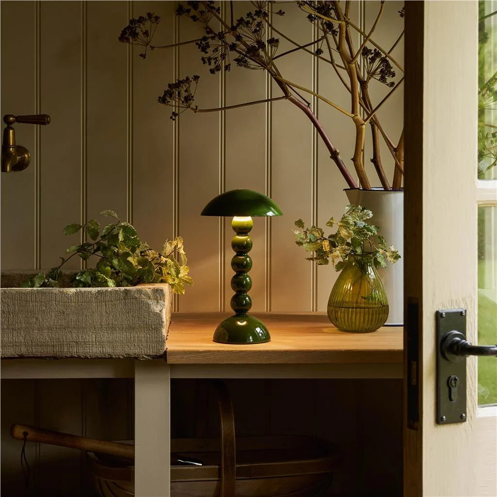 Rechargeable Khaki LED Lamp – Bobbin Design with Adjustable Brightness, 30cm 2