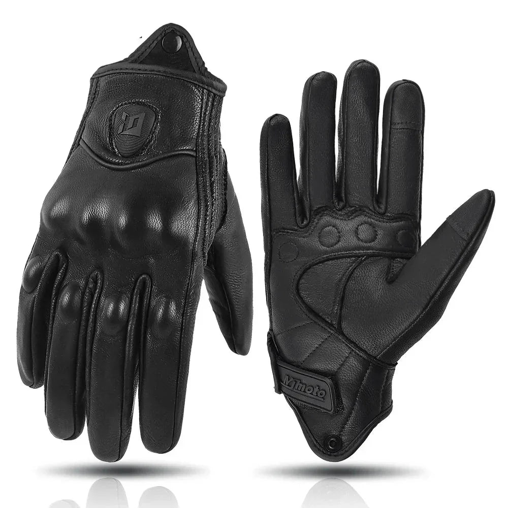 Retro Geperforeerde Motorhandschoenen Heren van Geitenleer Voor Zomergebruik 7