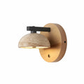 Riley Travertine Wood Round Wall Sconce 7