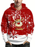 Rode Heren Hoodie met 3D-Kerstprint, Comfortabel en Stijlvol voor Feestdagen 0