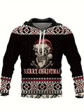 Rode Heren Hoodie met 3D-Kerstprint, Comfortabel en Stijlvol voor Feestdagen 4