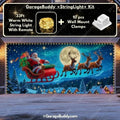 Santa's Flight Christmas Garage Door Cover with Elf Design - Holiday Decor 14