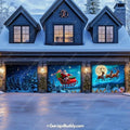 Santa's Flight Christmas Garage Door Cover with Elf Design - Holiday Decor 9