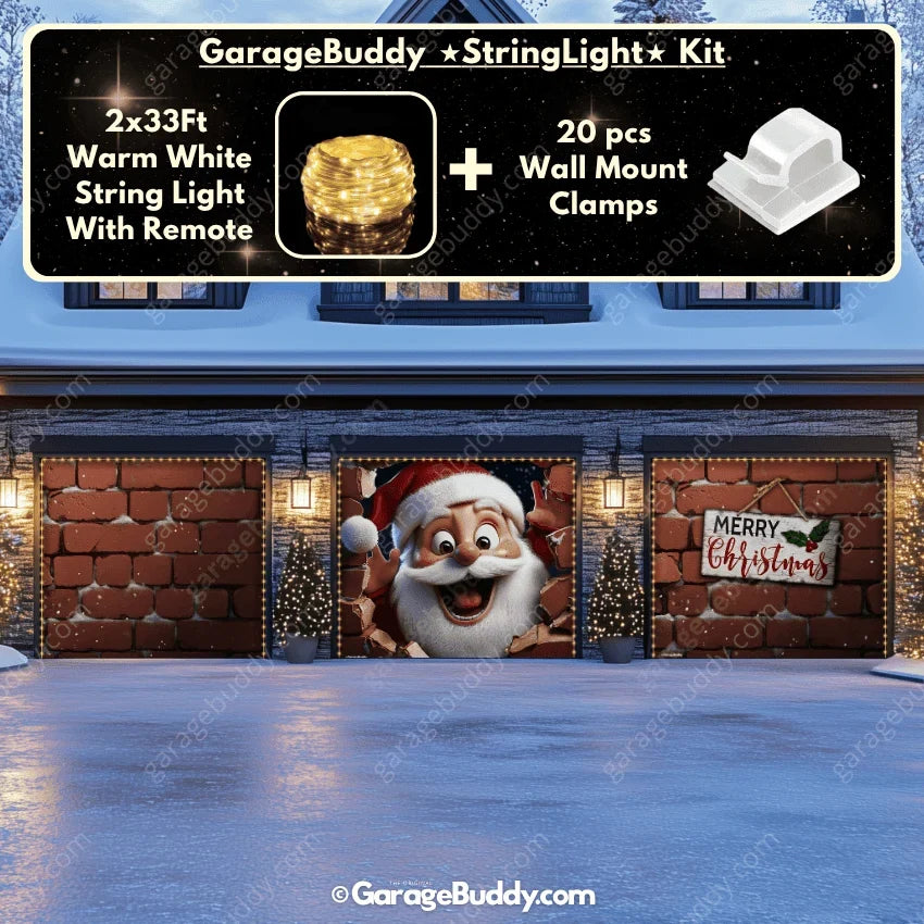 Santa's Surprise Christmas Garage Door Cover - Easy Installation Holiday Decor 11