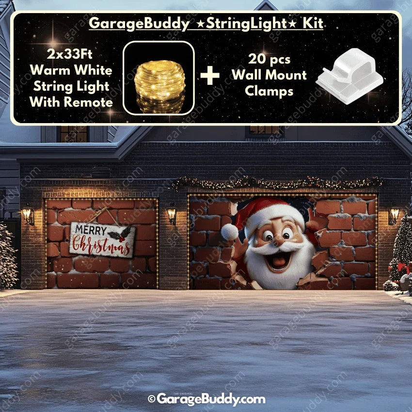 Santa's Surprise Christmas Garage Door Cover - Easy Installation Holiday Decor 12