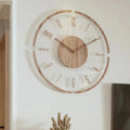 Skandinavische Wanduhr 30 cm aus Buchenholz und Glas, geräuschloses Quarzwerk 2