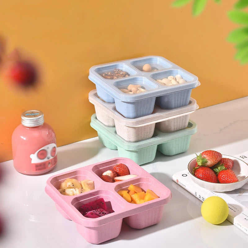Snackbox mit 4 Fächern, BPA-frei und transparentem Deckel, wiederverwendbar 0