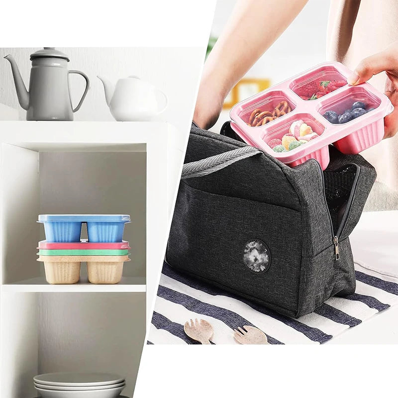 Snackbox mit 4 Fächern, BPA-frei und transparentem Deckel, wiederverwendbar 2