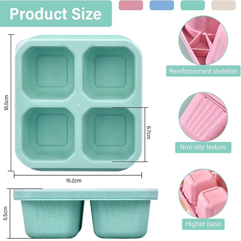 Snackbox mit 4 Fächern, BPA-frei und transparentem Deckel, wiederverwendbar 5
