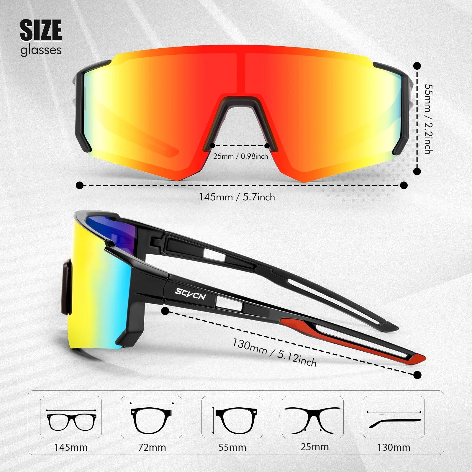 Sport Sonnenbrille für Outdoor-Aktivitäten mit UV400 Schutz, leichter Rahmen 7