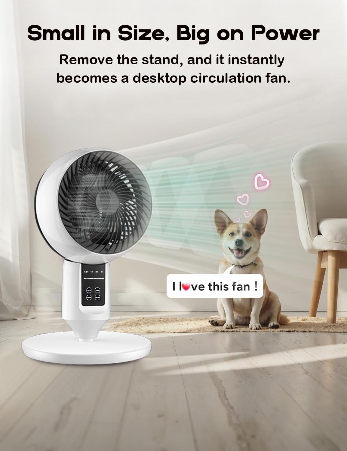 Standventilator Leise mit 3D-Oszillation, Höhenverstellung und Fernbedienung, 26 dB 7