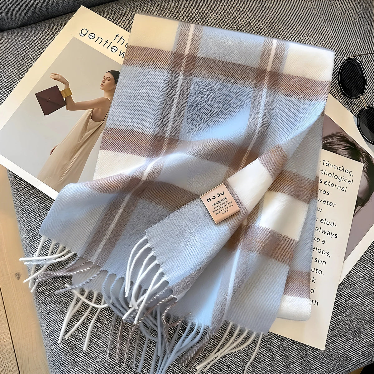 Stylish British Checked Cashmere Women's Winter Scarf - Victoria 15