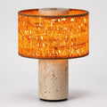 Teleri Wabi-Sabi Cylinder Travertine Fabric Table Light 0