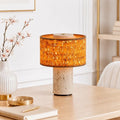 Teleri Wabi-Sabi Cylinder Travertine Fabric Table Light 1