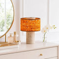 Teleri Wabi-Sabi Cylinder Travertine Fabric Table Light 4