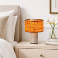Teleri Wabi-Sabi Cylinder Travertine Fabric Table Light 5