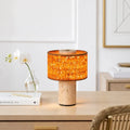 Teleri Wabi-Sabi Cylinder Travertine Fabric Table Light 6