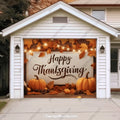 Thanksgiving Garage Door Cover - Easy Installation, Fits Most Doors, Optional String Lights 0
