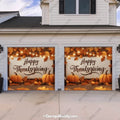 Thanksgiving Garage Door Cover - Easy Installation, Fits Most Doors, Optional String Lights 6
