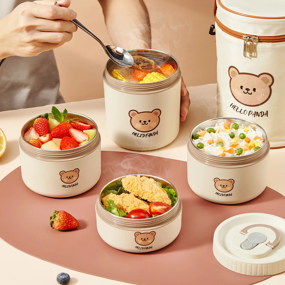 Thermo-Bento-Lunchbox aus Edelstahl 304, isoliert, groß für Studenten, auslaufsicher 0