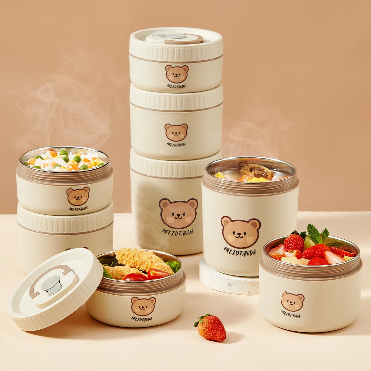 Thermo-Bento-Lunchbox aus Edelstahl 304, isoliert, groß für Studenten, auslaufsicher 1