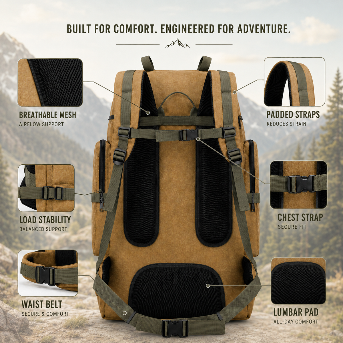 Thrives Outdoor | Large Capacity Hiking Backpack 4