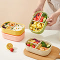 Tragbare 3-Fach Lunchbox aus Kunststoff, mikrowellengeeignet, ideal für Kinder und Studenten 1