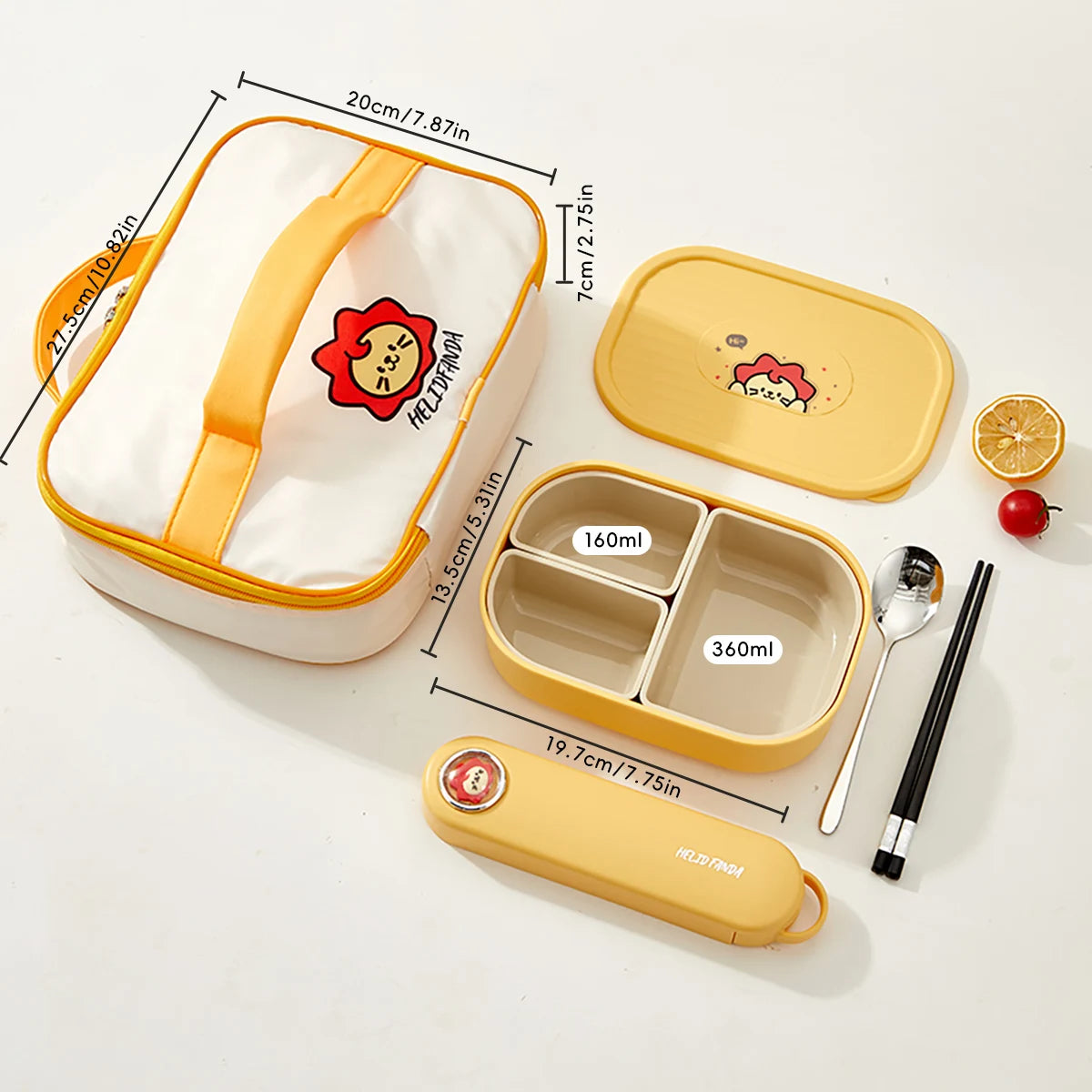 Tragbare 3-Fach Lunchbox aus Kunststoff, mikrowellengeeignet, ideal für Kinder und Studenten 10