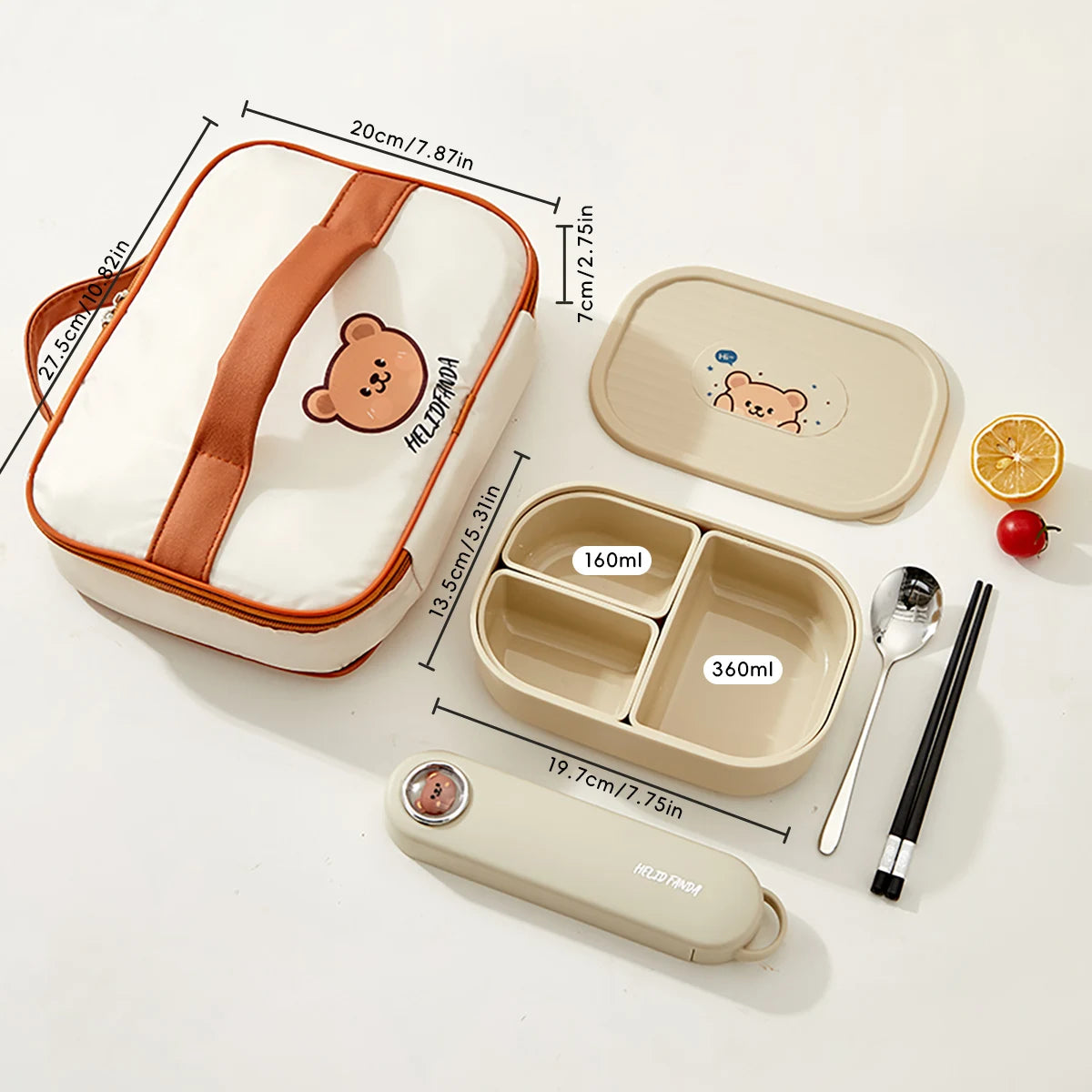 Tragbare 3-Fach Lunchbox aus Kunststoff, mikrowellengeeignet, ideal für Kinder und Studenten 11