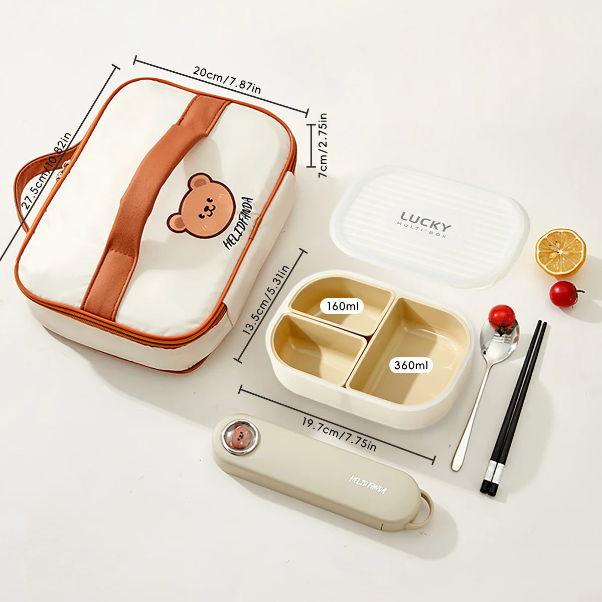 Tragbare 3-Fach Lunchbox aus Kunststoff, mikrowellengeeignet, ideal für Kinder und Studenten 12
