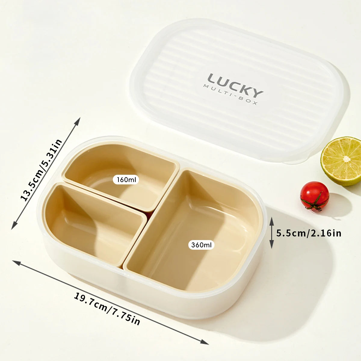 Tragbare 3-Fach Lunchbox aus Kunststoff, mikrowellengeeignet, ideal für Kinder und Studenten 13