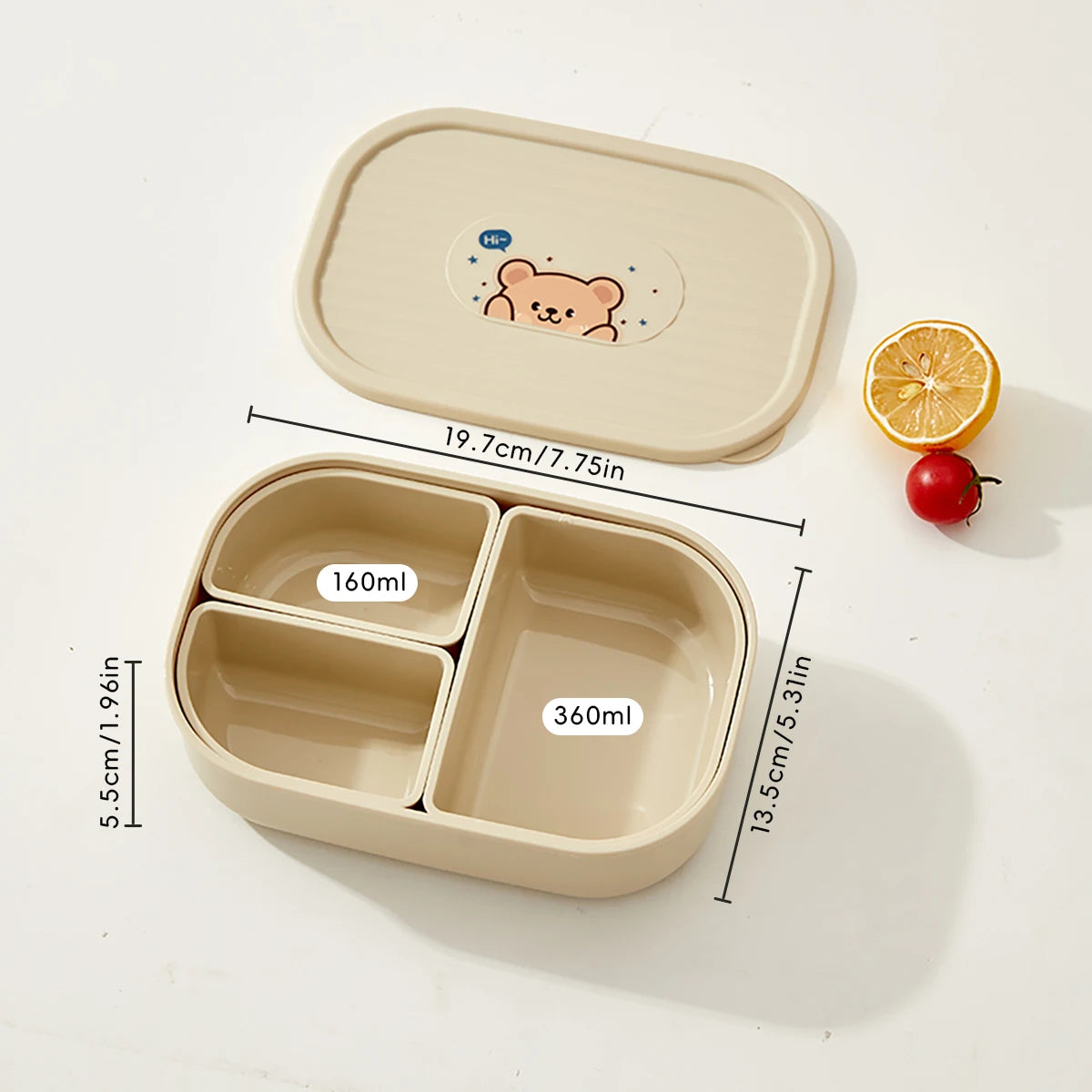 Tragbare 3-Fach Lunchbox aus Kunststoff, mikrowellengeeignet, ideal für Kinder und Studenten 7