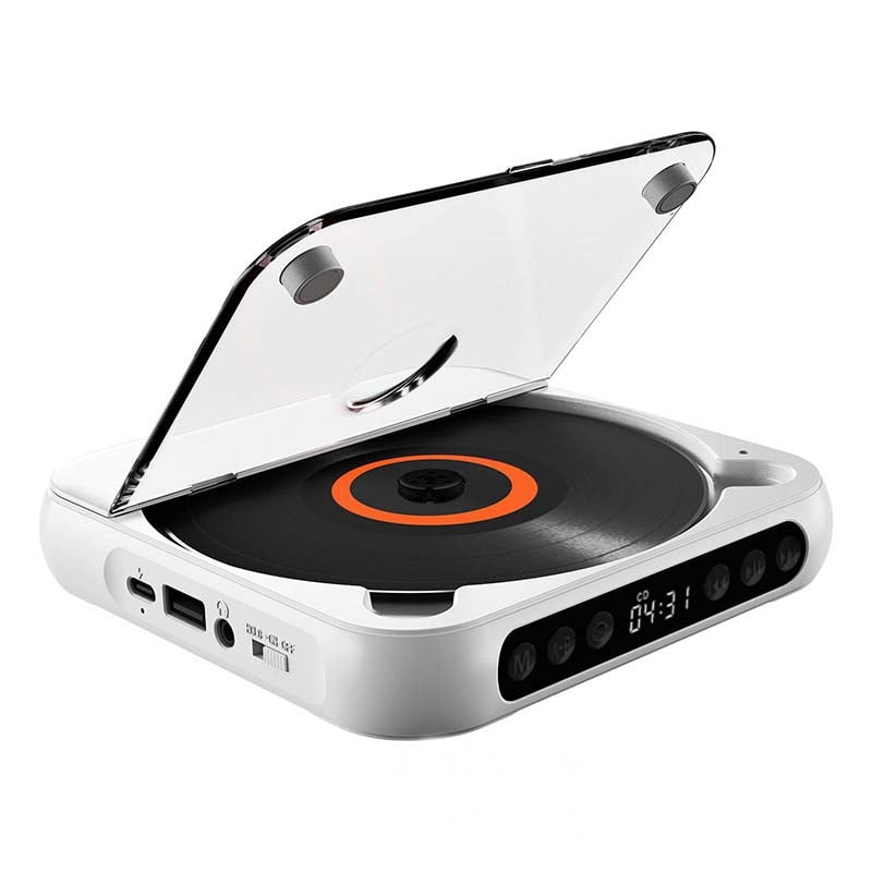 Tragbarer CD-Player mit Bluetooth 5.3, wiederaufladbarem Akku und 3,5-mm Anschluss 0