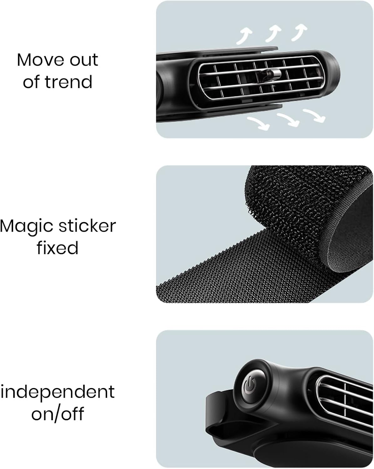 USB-Autolüfter Flügellos mit 3 Geschwindigkeitsstufen für Kopfstützenbefestigung 3