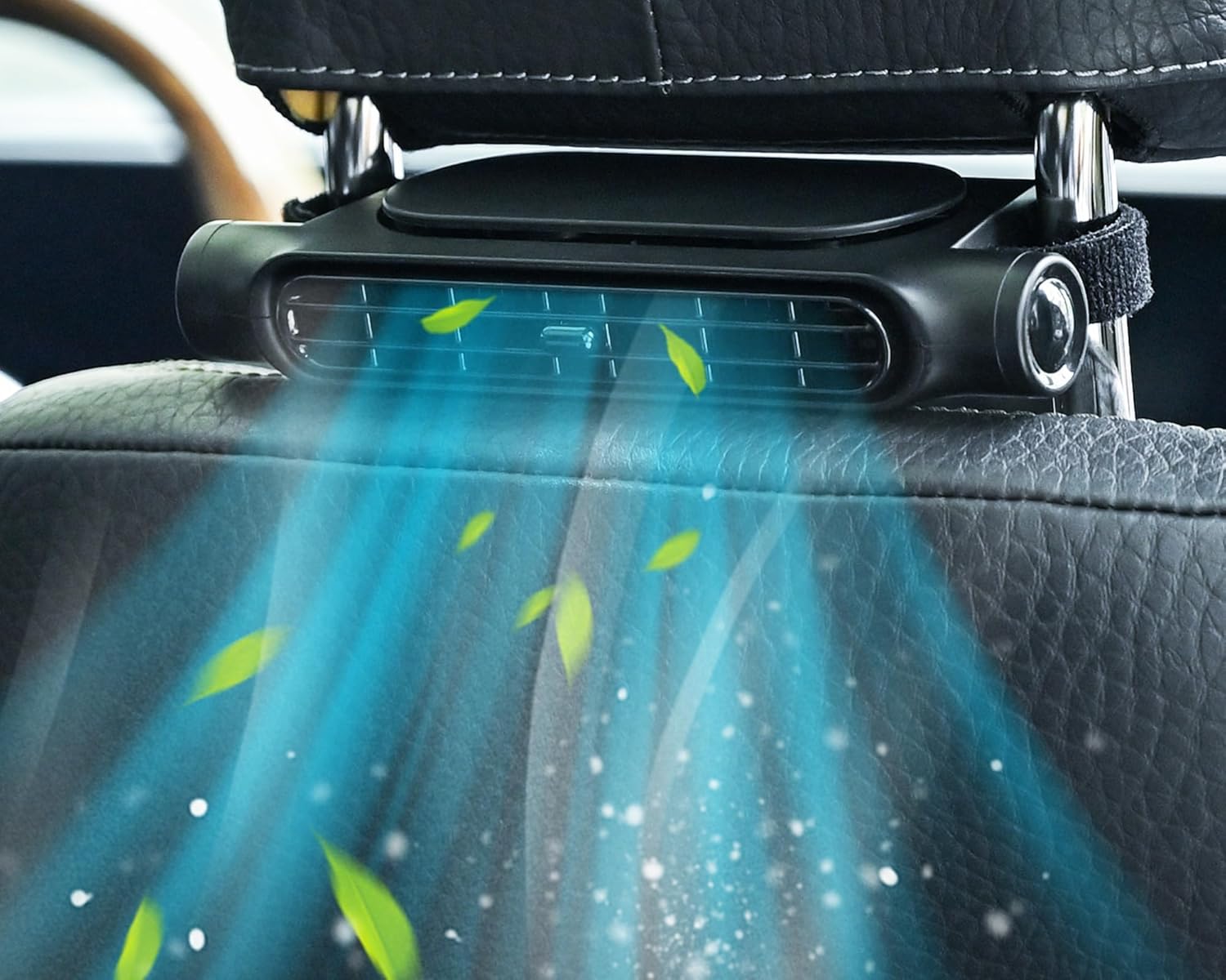 USB-Autolüfter Flügellos mit 3 Geschwindigkeitsstufen für Kopfstützenbefestigung 6