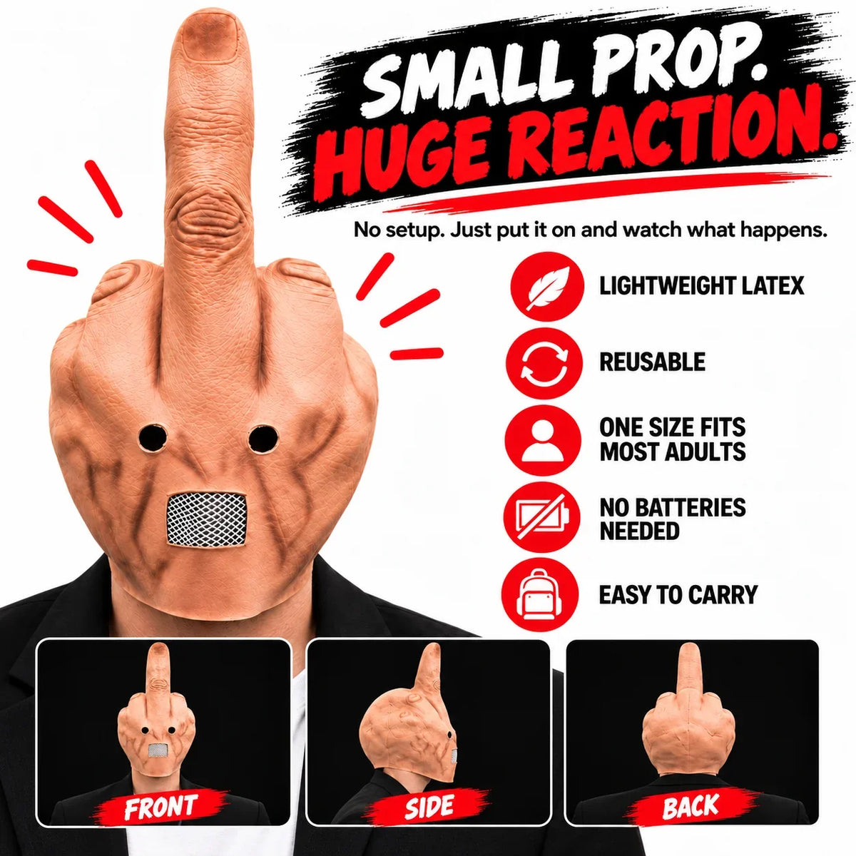 Uncanny Smile Reaction Mask – Halloween Prank & Party Mask 0