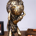 Vintage Griekse Atlas Standbeeld van Hars, Handgemaakt Mythologisch Decor voor Kantoor en Boekenplank 2