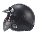 Vintage PU Leren Motorfiets Crash Helm Biker met Visier Masker Goggles 1
