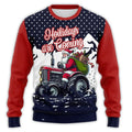 Vintage kersttrui voor heren met boerderijtractor en kerstman 11