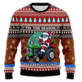 Vintage kersttrui voor heren met boerderijtractor en kerstman 6
