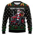 Vintage kersttrui voor heren met boerderijtractor en kerstman 8